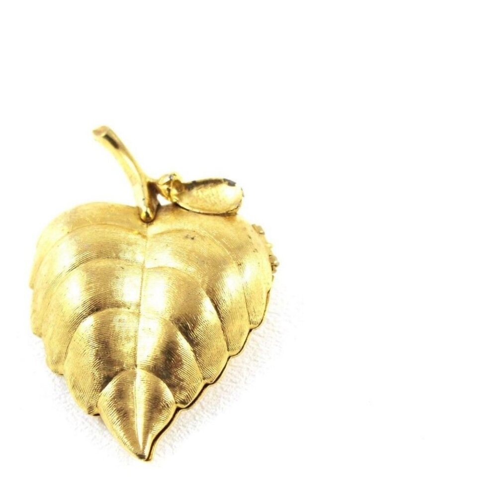 Vintage Avon Gold-Tone Leaf Locket Pendant Brooch
